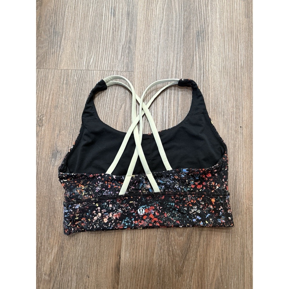 Lululemon Multicolor Speckled Wildflower Strappy Sports Yoga Bra Sz 6
